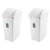 Kit 2 Lixeira 15L Tampa Cesto De Lixo Basculante Plástica Cozinha Aramados Embutivel Deslizante - Sanremo Kit 2 Lixeira 15L Tampa Cesto De Lixo Basculante Plástica Cozinha Aramados Embutivel Deslizante - Sanremo