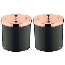 Kit 2 Lixeira 5 Litros Cesto De Lixo Tampa Rose Gold Para Banheiro Pia Cozinha - Future