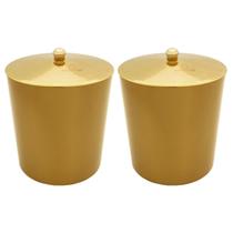 Kit 2 Lixeira 5 Litros Com Tampa Pino Metalizada Dourado Plástica Para Cozinha Banheiro - AMZ