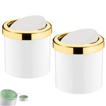 Kit 2 Lixeira 5 Litros Tampa Basculante Cesto De Lixo Dourado Para Cozinha Banheiro Escritório - Future Kit 2 Lixeira 5 Litros Tampa Basculante Cesto De Lixo Dourado Para Cozinha Banheiro Escritório - Future