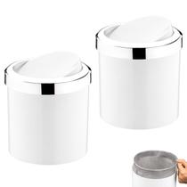 Kit 2 Lixeira 5 Litros Tampa Cesto De Lixo Basculante Para Cozinha Banheiro Escritório Cromado - Future