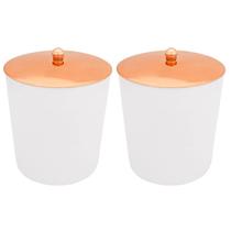 Kit 2 Lixeira 5 Litros Tampa Metalizada Plástica Banheiro Lavabo Rose Gold - AMZ Kit 2 Lixeira 5 Litros Tampa Metalizada Plástica Banheiro Lavabo Rose Gold - AMZ