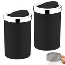 Kit 2 Lixeira 8 Litros Tampa Cesto De Lixo Basculante Para Cozinha Banheiro Escritório Cromado - Future