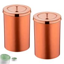 Kit 2 Lixeira 8 Litros Tampa Cesto De Lixo Rose Gold Para Cozinha Banheiro Escritório - Future