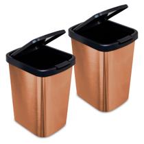 Kit 2 Lixeira 9l Metalizado C/ Tampa Click Banheiro Cozinha Kit 2 Lixeira 9l Metalizado C/ Tampa Click Banheiro Cozinha