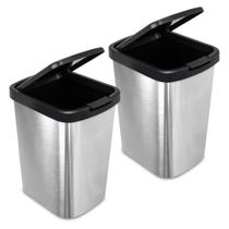 Kit 2 Lixeira 9l Metalizado C/ Tampa Click Banheiro Cozinha