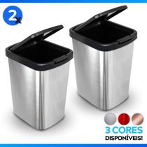 Kit 2 Lixeira 9L Metalizado c/ Tampa Click Banheiro Cozinha Kit 2 Lixeira 9L Metalizado c/ Tampa Click Banheiro Cozinha