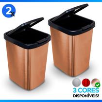 Kit 2 Lixeira 9L Metalizado c/ Tampa Click Banheiro Cozinha Kit 2 Lixeira 9L Metalizado c/ Tampa Click Banheiro Cozinha