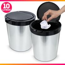 Kit 2 Lixeira Cesto Cozinha Banheiro 10l Inox