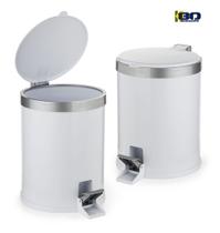 Kit 2 Lixeira Cesto Lixo 5L Branca Pedal Banheiro Cozinha Escritorio