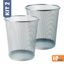 Kit 2 Lixeira De Mesa 10 Litros Metal Aramado Escritório