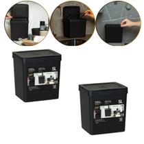 Kit 2 Lixeira de Pia C/ Tampa Prática 5 Litros Cor Preta Fly