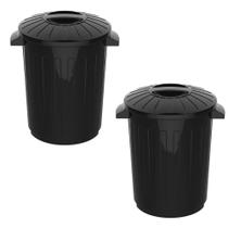 Kit 2 Lixeira Grande Resistente Multiuso Redonda Tampa Preta 30 Litros Kit 2 Lixeira Grande Resistente Multiuso Redonda Tampa Preta 30 Litros