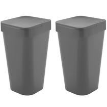 Kit 2 Lixeira Izzy 15 Litros Cesto de Lixo Para Banheiro Cozinha Escritório Chumbo - Ou Kit 2 Lixeira Izzy 15 Litros Cesto de Lixo Para Banheiro Cozinha Escritório Chumbo - Ou