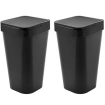 Kit 2 Lixeira Izzy 15 Litros Cesto de Lixo Para Banheiro Cozinha Escritório Preto - Ou