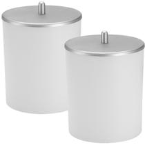 Kit 2 Lixeira Lixinho Cesto de Lixo Banheiro Lavabo Escritório Luxo Pia Cozinha 5 Litros Branco/Prata Arthi