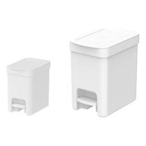 Kit 2 Lixeira Pedal Tampa 6 E 8 Litro Cozinha Banheiro Cesto F6246