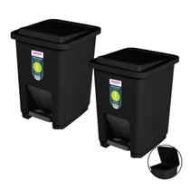 Kit 2 Lixeira Plástica 7 Litros Com Pedal Cesto De Lixo Preto Banheiro Cozinha - SR2207/20 Sanremo Kit 2 Lixeira Plástica 7 Litros Com Pedal Cesto De Lixo Preto Banheiro Cozinha - SR2207/20 Sanremo