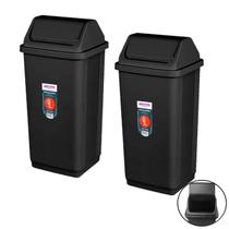 Kit 2 Lixeira Plástica 9 Litros Basculante Cesto De Lixo Preto Banheiro Cozinha - SR2209/20 Sanremo