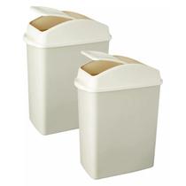 Kit 2 Lixeira Plástica Basculante Com Tampa Sanremo 20,5L Bege Kit 2 Lixeira Plástica Basculante Com Tampa Sanremo 20,5L Bege