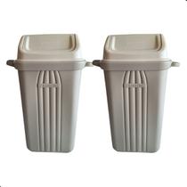 Kit 2 Lixeira Plástica Com Tampa Basculante Bege 30L Sanremo Kit 2 Lixeira Plástica Com Tampa Basculante Bege 30L Sanremo