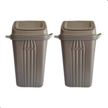 Kit 2 Lixeira Plástica Com Tampa Basculante Cinza 30L Sanremo