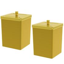Kit 2 Lixeira Quadrada 6,5 Litros Cesto De Lixo Dourado Para Banheiro Pia Cozinha - Future Kit 2 Lixeira Quadrada 6,5 Litros Cesto De Lixo Dourado Para Banheiro Pia Cozinha - Future