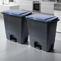 Kit 2 Lixeiras 13L com Pedal Prata Lixeira Multiuso para Cozinha, Banheiro e Escritório Kit 2 Lixeiras 13L com Pedal Prata Lixeira Multiuso para Cozinha, Banheiro e Escritório