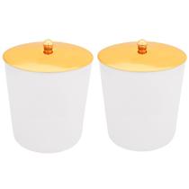 Kit 2 Lixeiras 5 Litros Com Tampa Dourada Metalizada Plástica Para Cozinha Banheiro - AMZ Kit 2 Lixeiras 5 Litros Com Tampa Dourada Metalizada Plástica Para Cozinha Banheiro - AMZ