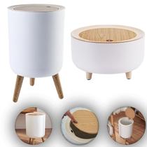 Kit 2 Lixeiras 8 Litros 2 Litros Lixeira Retrô Tampa Banheiro Escritório Cozinha Sala Abertura Click clique Moderna Elegante Branca Cesto de Lixo - MA