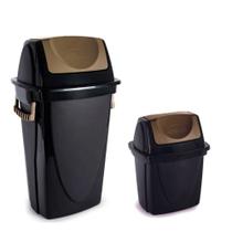 Kit 2 Lixeiras Basculantes Ecoblack Plasutil 4,9L e 23,2L
