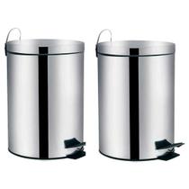 Kit 2 Lixeiras Cesto Lixo Inox Banheiro Cozinha 20Litros Mor