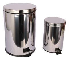 Kit 2 Lixeiras Cinza E Preta Inox 7 E 20 Litros Casablanca