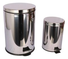 Kit 2 Lixeiras Cinza E Preta Inox 7 E 20 Litros Casablanca