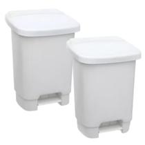 Kit 2 Lixeiras Com Pedal Fixador Para Saco de Lixo 35l Branca Kit 2 Lixeiras Com Pedal Fixador Para Saco de Lixo 35l Branca