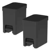 Kit 2 Lixeiras Com Pedal Trium Para Cozinha Banheiro Escritório OU 6 Litros Lavabo Compacta Com anel Oculta Saco