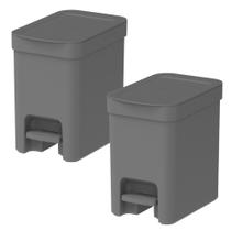 Kit 2 Lixeiras Com Pedal Trium Para Cozinha Banheiro Escritório OU 6 Litros Lavabo Compacta Com anel Oculta Saco
