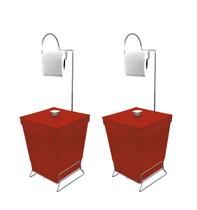 Kit 2 Lixeiras com Suporte de Papel Higiênico - Stolf