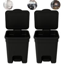 Kit 2 Lixeiras De Plástico Resistentes C/ Pedal 7l E Tampa
