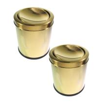 Kit 2 Lixeiras Dourada Aço Inox Basculante 3L + 7L Fineza Kit 2 Lixeiras Dourada Aço Inox Basculante 3L + 7L Fineza