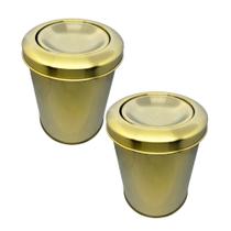 Kit 2 Lixeiras Dourada Aço Inox Basculante 7L Fineza