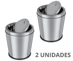 Kit 2 Lixeiras Inox Cozinha Banheiro com Tampa Basculante 3l