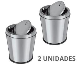 Kit 2 Lixeiras Inox Cozinha Banheiro com Tampa Basculante 3l - EURO HOME