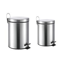 Kit 2 Lixeiras Mak Inox Aço Inox Com Pedal e Balde 3L + 5L Kit 2 Lixeiras Mak Inox Aço Inox Com Pedal e Balde 3L + 5L