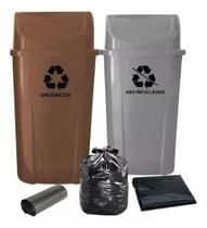Kit 2 Lixeiras Para Coleta Seletiva De 60l Com Saco De Lixo