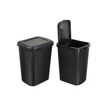 Kit 2 Lixeiras Pretas Com Tampa Click 9L Arqplast