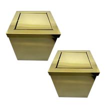 Kit 2 Lixeiras Quadrada Dourada Aço Inox Com Tampa Basculante 15L + 30L Fineza Kit 2 Lixeiras Quadrada Dourada Aço Inox Com Tampa Basculante 15L + 30L Fineza