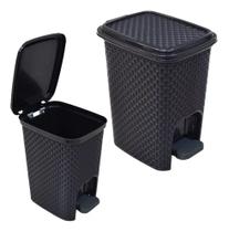 Kit 2 Lixeiras Rattan 7 L Pedal Banheiro Escritório Cozinha Kit 2 Lixeiras Rattan 7 L Pedal Banheiro Escritório Cozinha