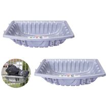 Kit 2 Lixeiras Residencial para Grade 64cm Prata Suporta 20kg em Plastico Goma