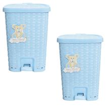 Kit 2 Lixeiras Smart C/ Tampa+Balde Removível 25L+15L Azul
